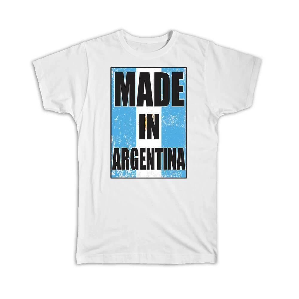 

Gift T-Shirt : Made In Argentina Flag Retro Artistic Argentine Expat Country S