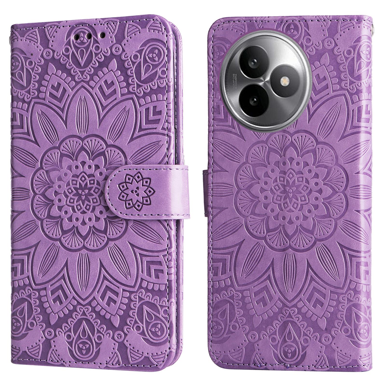 

For Xiaomi Redmi K80 Ultra 5G Case Sunflower Imprint Leather Wallet Phone Cover Purple