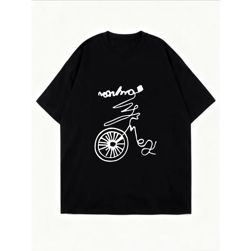 Weißes Oversized-T-Shirt Mit Fahrrad-Und-Nichts-Grafikprint Für Freizeitkleidung