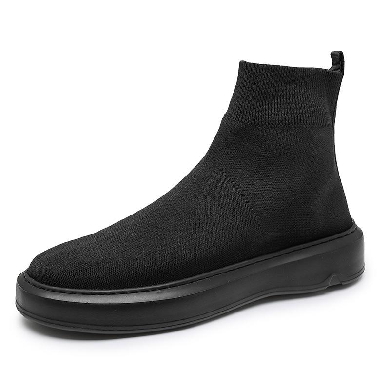Socks and Shoes Men's High Top 2025 New Summer and Autumn Knitted Board Shoes Men's Korean Version Breathable Elastic Socks Shoes Casual Shoes Men