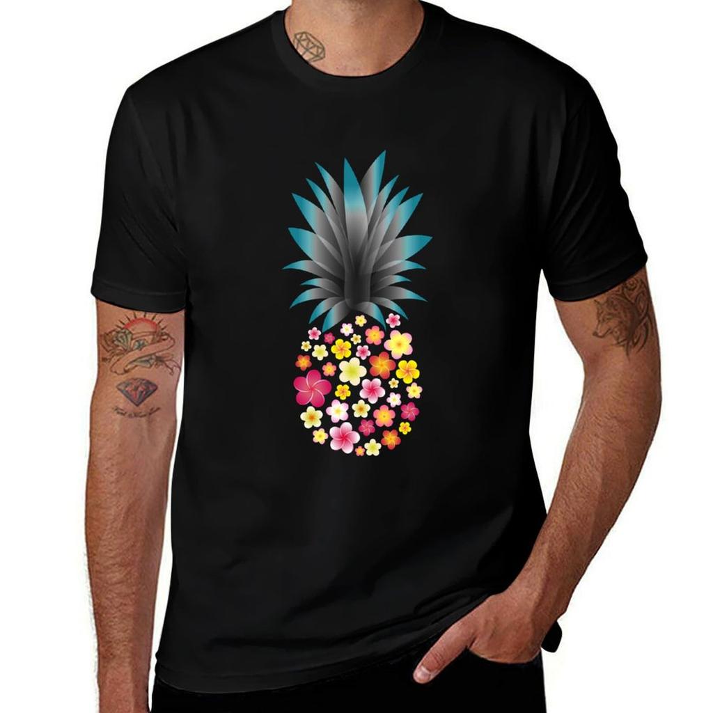 Plumeria Pineapple Tshirt Work Short Sleeve Cotton Top