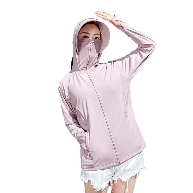 A Pair of Hair Ice Silk Sunscreen Clothes, Women's Summer New Breathable Sunscreen Clothes, Cycling Clothes, Large Brim Cardigan.