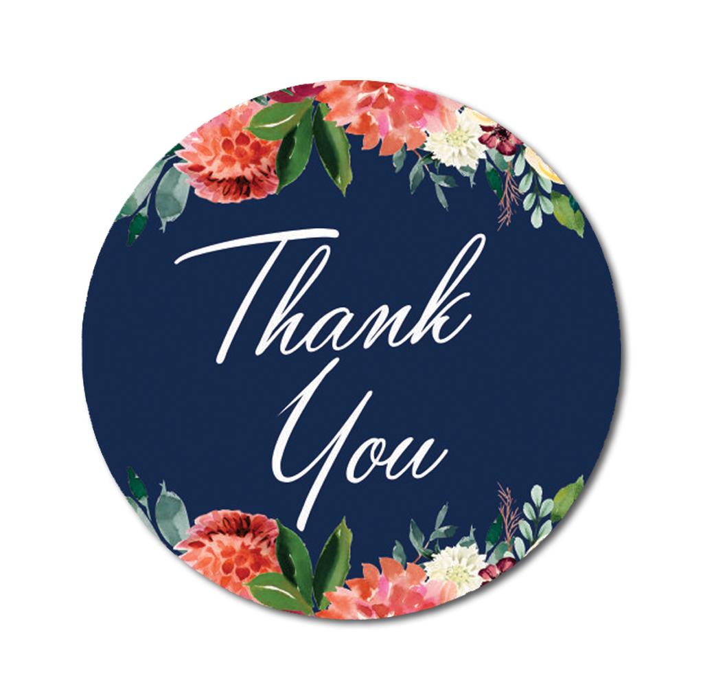 Darling Souvenir Pack Of 45 Pcs Round Chrysanthemum Floral Border Black Thank You Stickers-1.6