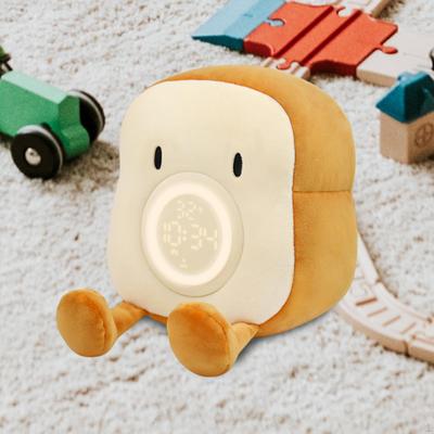 Plush Alarm Clock Lamp Cute Night Light Portable Adjustable Toast Bed Digital
