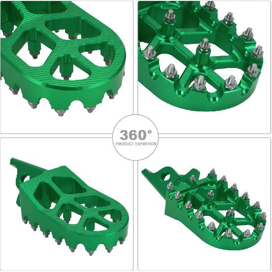 JFG RACING Motorcycle FootPegs Foot Pegs Pedals Rests CNC for KLR 650 KLR650 1987-2018 2021-2024 Green