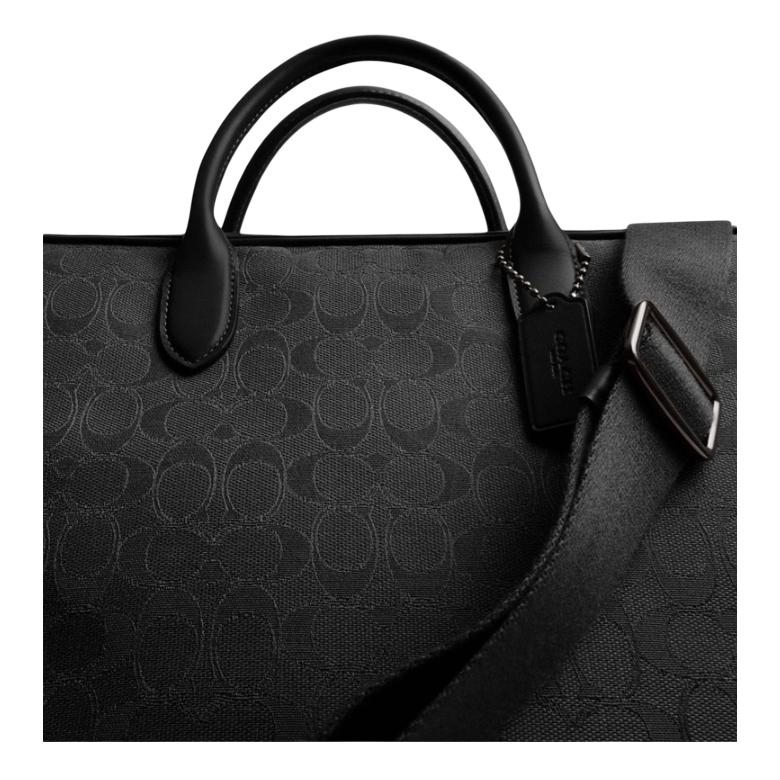 Coach Theo 40 Classic Logo Monogram Fabric Briefcase Large Men Briefcase Black CAK97-BLK
