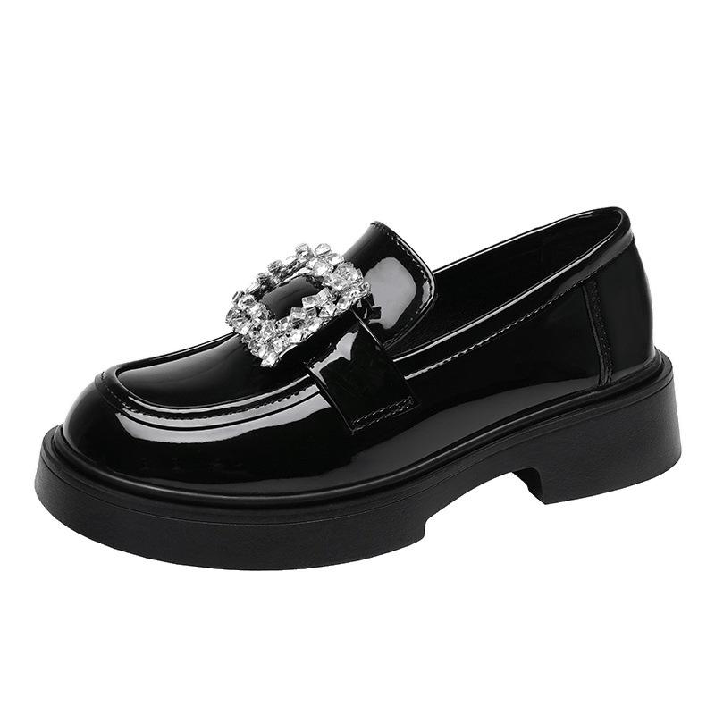 Hyde princess rhinestone velvet thick sole inner height increase loafer single shoes women small leather shoes women