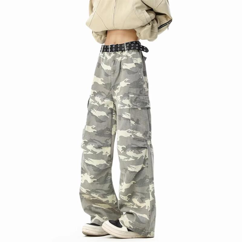 BWKA Unisex Washed Multi-Pocket Camouflage Cargo Pants 2XL