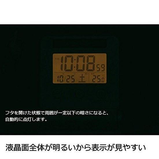 Seiko Uhr Wecker Reise Radio Digital Automatisches Licht Kalender Temperaturanzeige Dünn Gold SQ772G