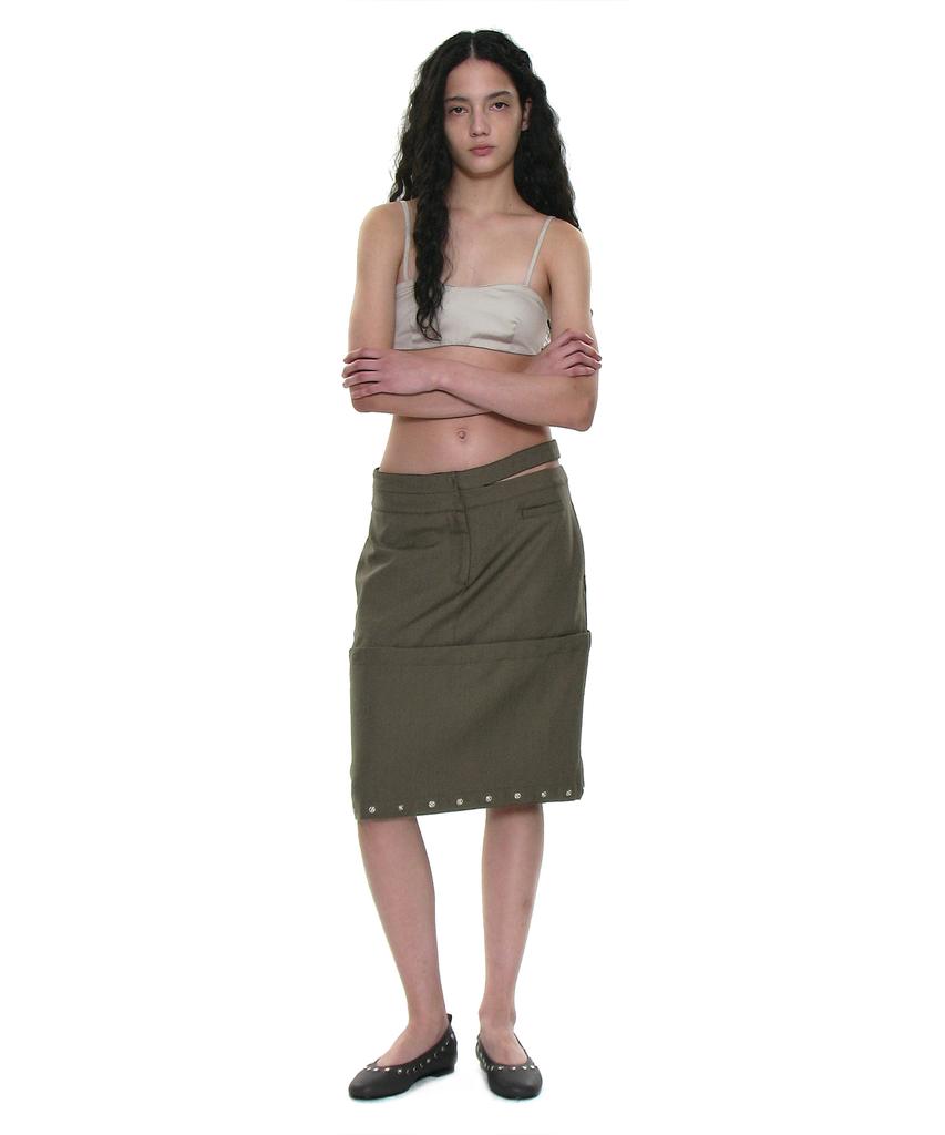 Partimento Woman Multiway Double Waist Transform Skirt_Khaki