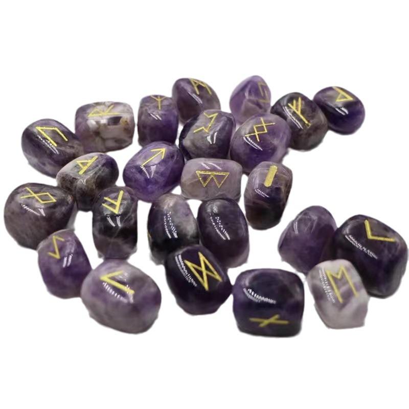 Natural Crystal Rune Set with 25 Irregular Stones