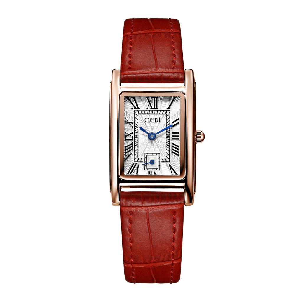 Creative Two And A Half Hand Watch Retro Style Versatile Quartz Women'S Watch Small Square Plate Belt Women'S Watch