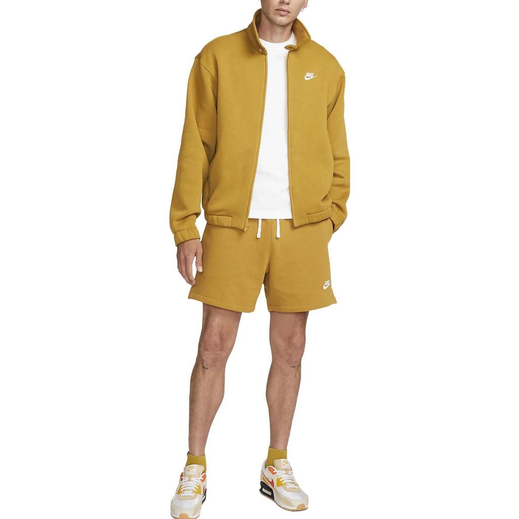 Nike Club Fleece Logo Embroidered Drawstring Comfortable Sports Shorts Men Shorts Beige DX0731-716