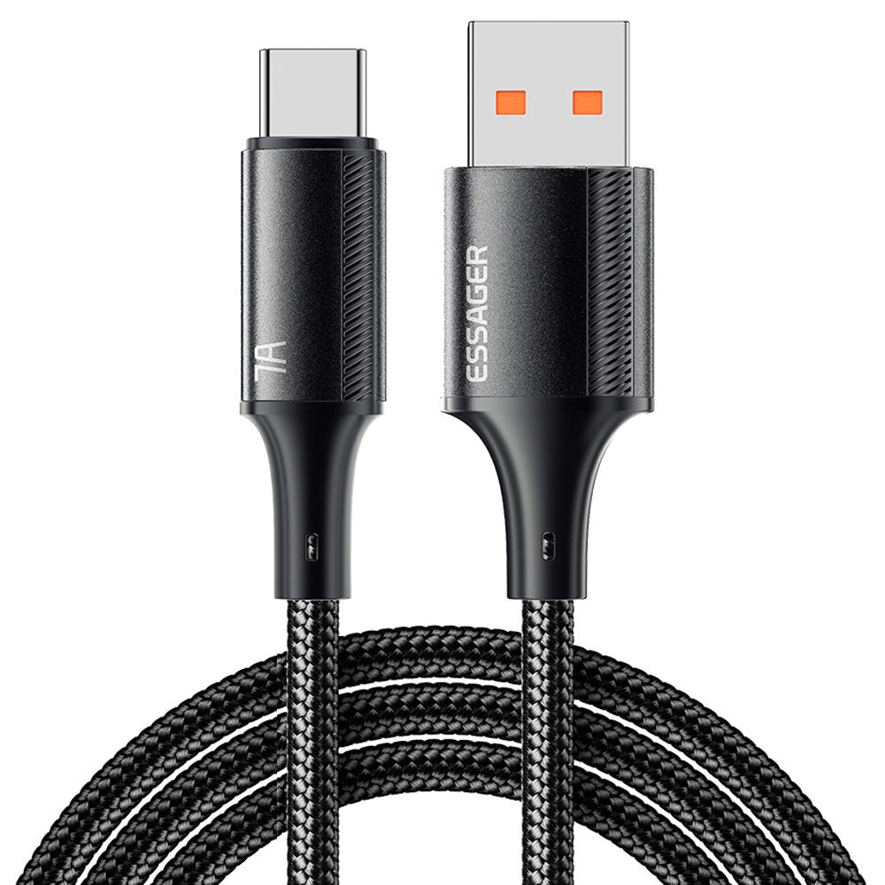 ESSAGER 2m USB-A to Type-C 100W 7A Braided Data Cable Phone Fast Charging Cord A