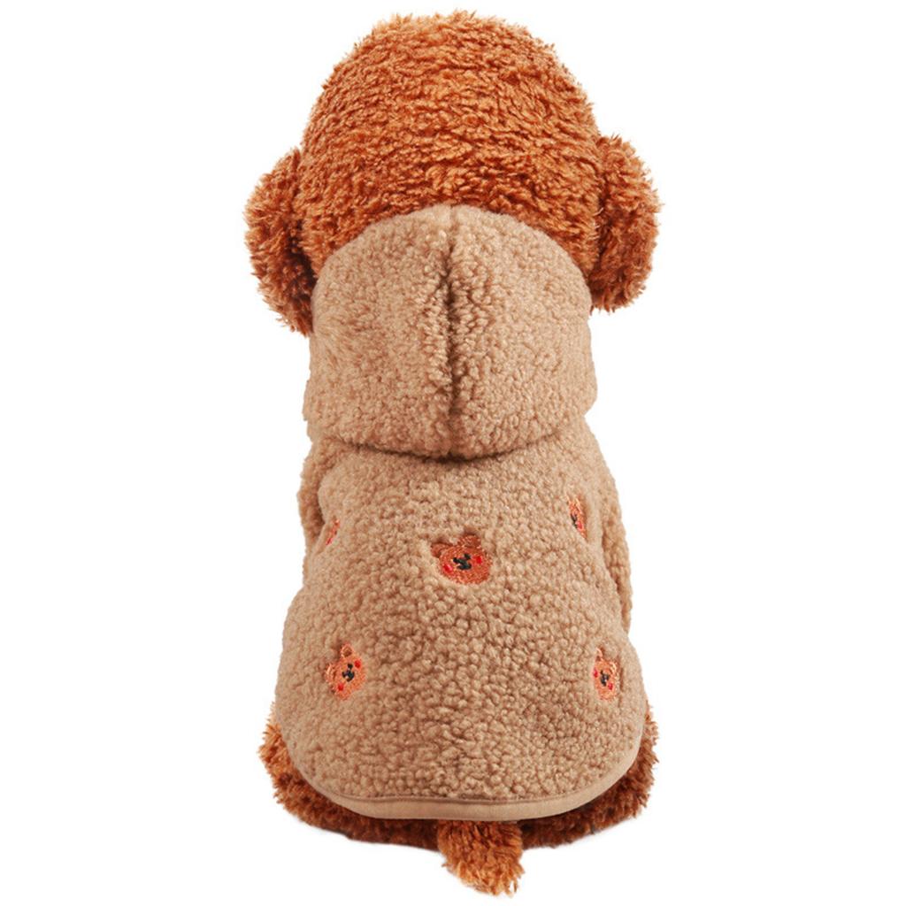 Pet Dog Clothing Winter Warm Two Feet Wearing Hoodie Embroidery Bear Embroidery Pattern Lamb Pet Clothes for Medium Dogs Girl