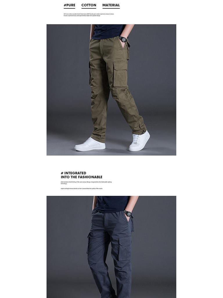 Men's Casual Workwear Pants - Wear-Resistant, Loose-Fit, Straight-Leg with Multi-Pockets for Spring and Autumn
