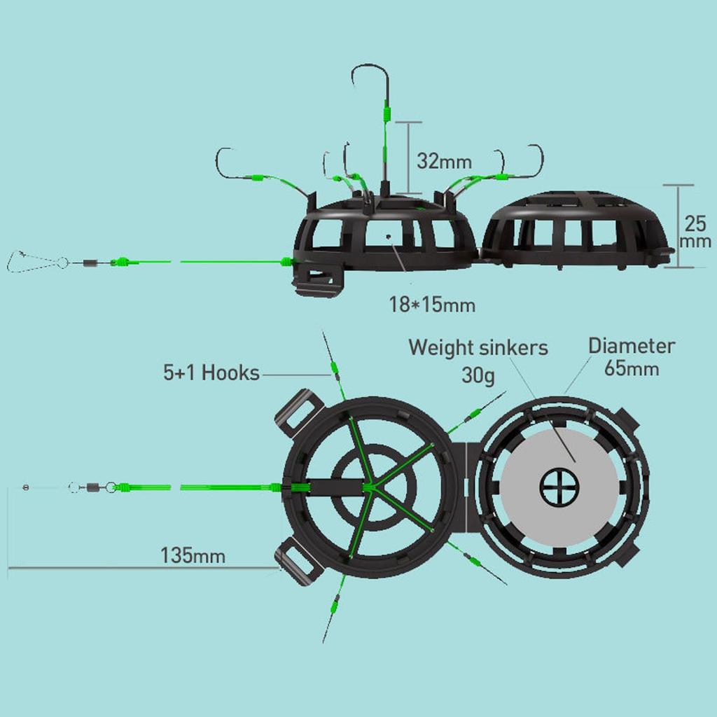 360° Floating Cage Fishing Hook, Spring Fish Feeder With Holder, Fishing Tool Fishing Feeder Fishings Cage Hook Rigs Set