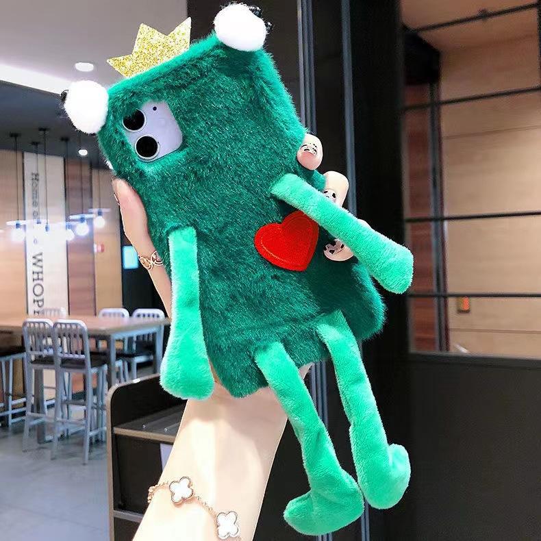

Cartoon Plush Love Frog for IPhone16pro Mobile Phone Case Autumn and Winter for Apple 15 Cartoon 14 Protective Cover For iPhone6/6s