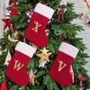 Christmas Red Cute Letter Hat & Stocking with Embroidered Ornament