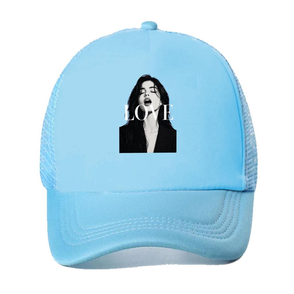 Monochrome Love Portrait Text Graphi Mesh Baseball Cap For Womens Unisex FeUnisex Beach Dad Hat Hip Hop