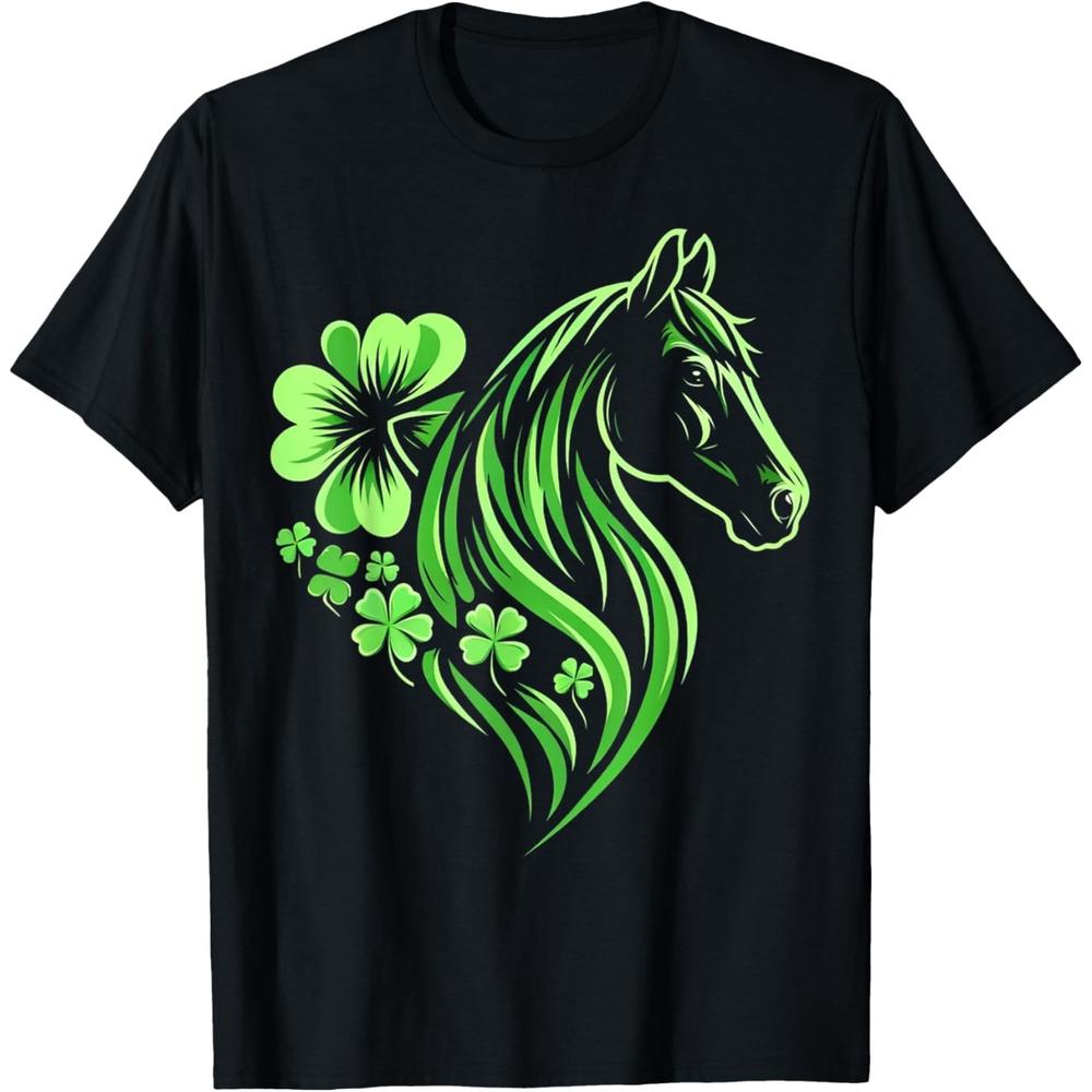 Horse Lover St Patrick s Day Cotton Men T Shirt 3XL чёрный