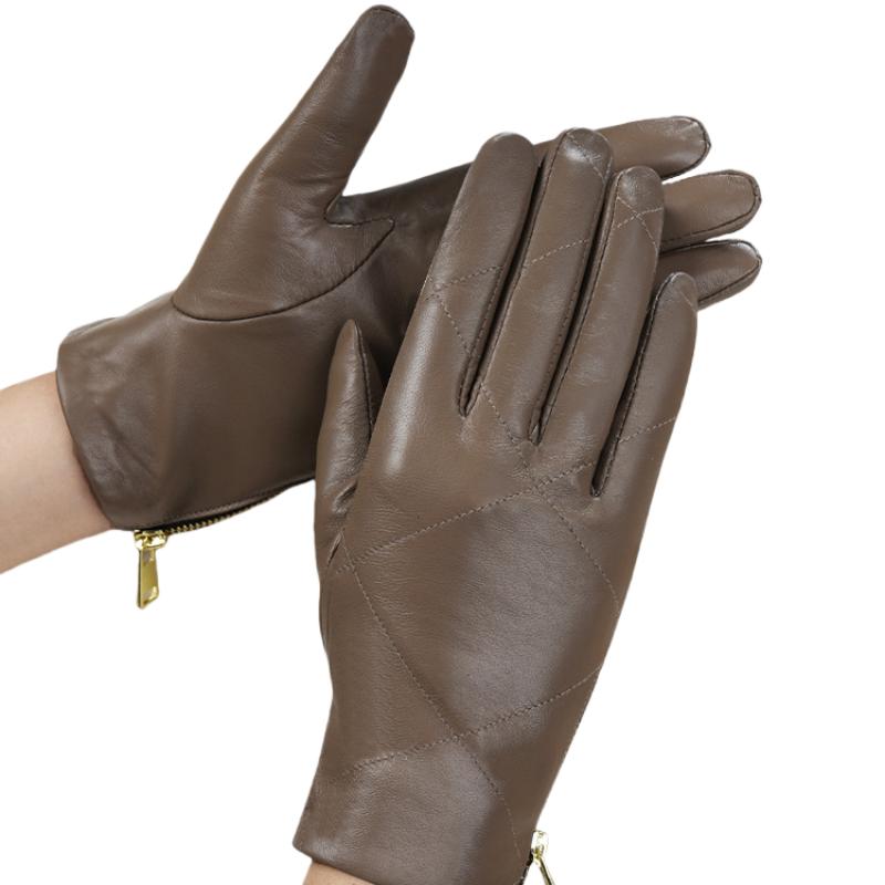 Элегантные женские перчатки из натуральной овчины, перчатки из натуральной кожи, осенне-зимние перчатки, модные женские короткие перчатки M