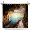 Sunset Dusk Beach Scenery Shower Curtain 3D Printed Landscape Waterproof Polyester Bathroom Curtains Bath Screen Decoration