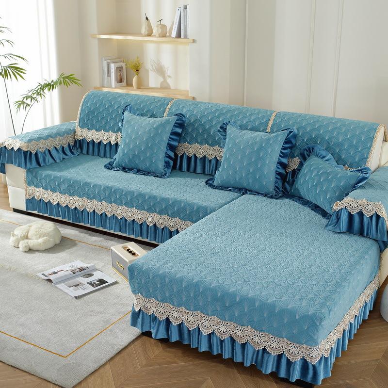 

Плюшевая подушка для дивана Зимняя Зимняя Нескользящая Подушка для сиденья Европейская Юбка Чехол для дивана Новый Утолщенный Чехол 70*70cm