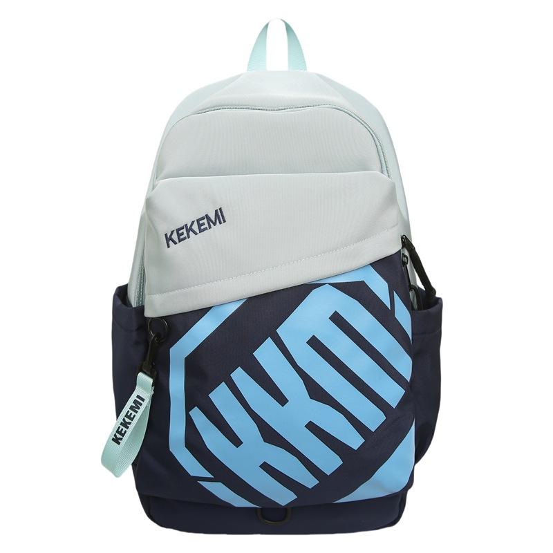 Literature and Art Simple Letter Printing Contrasting Color Large Capacity Junior High School High School Student Schoolbag Computer Bag Backpack