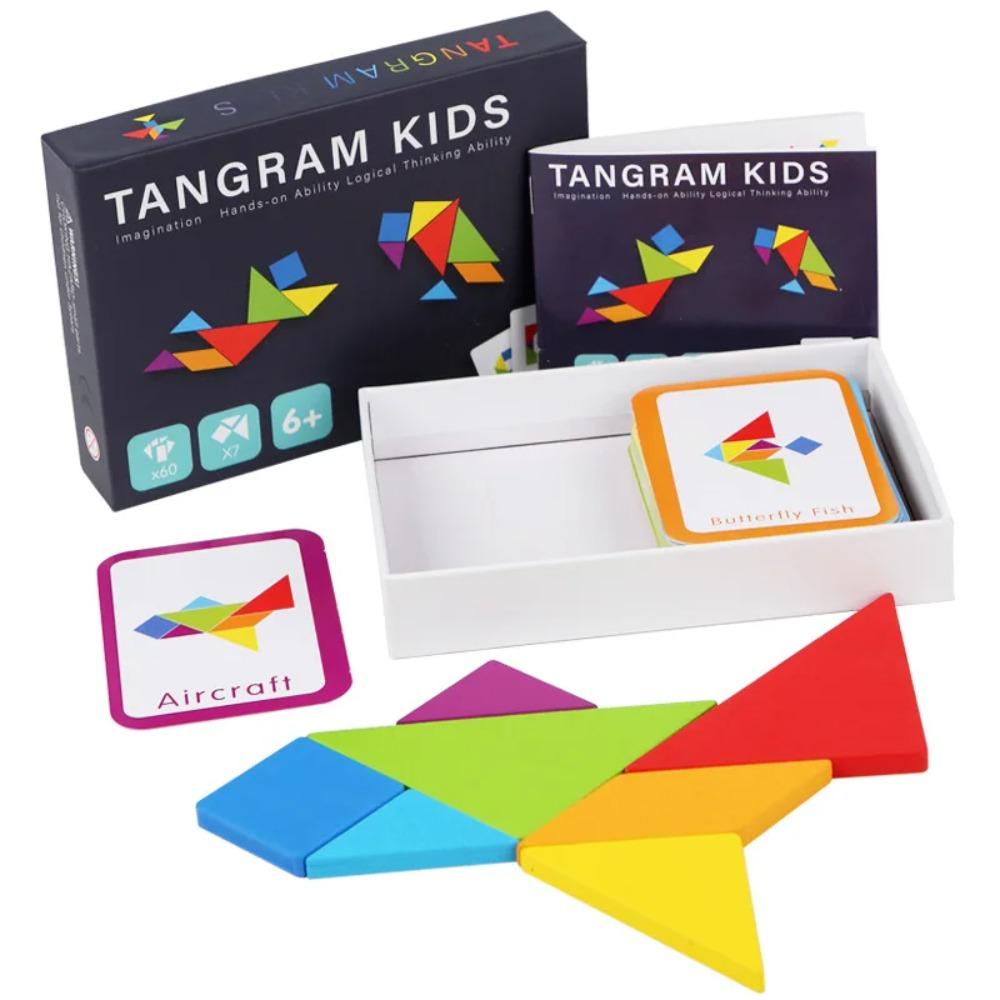 Drewniane Tangramy Puzzle Planszowe Gry Dziecięce Montessori Zabawki Edukacyjne Dzieci Przedszkole Kształty Geometryczne Pomoc Dydaktyczna