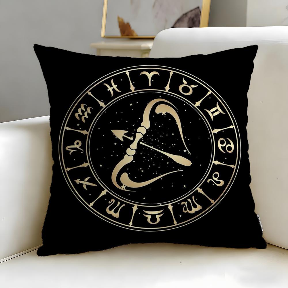 classic theme Twelve Constellation Cushion Cover Soft & Easy-Wash Pillow Case – Versatile for Couch, Bed, Travel and Office