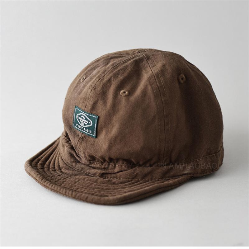 Zealous Sole Women's Coffee Spring Summer Japanese Retro Patch Short Brim Soft Top Baseball Cap Men Simple Casual Fashion Versatile Sun Cap 56-58Cm