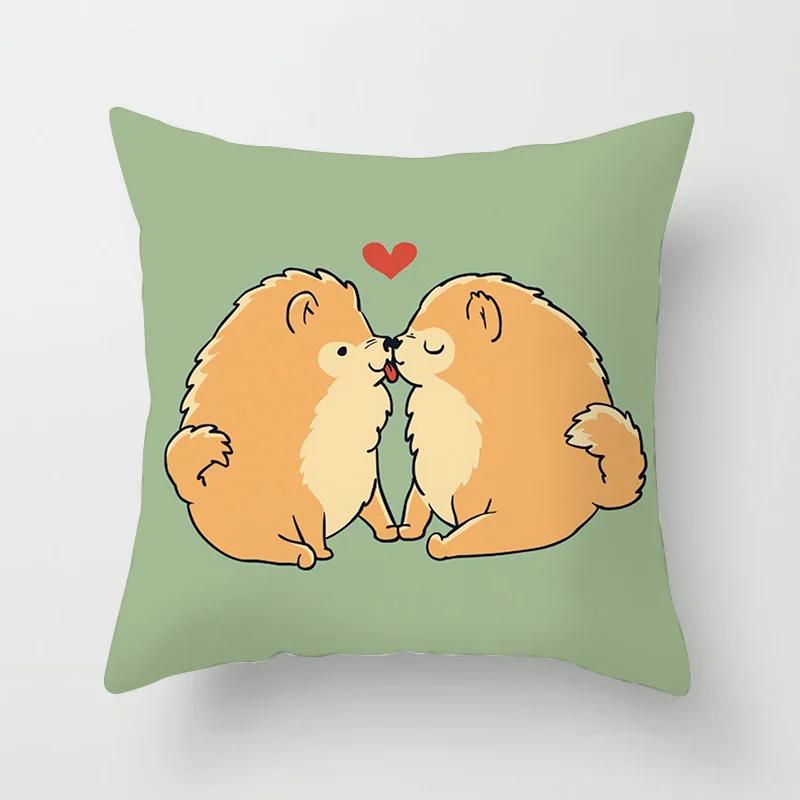 

Valentine s Day Cushion Cover Cute Cartoon Pattern Printing Sofa Pillow Home Couple Gift 30x30cm чёрный
