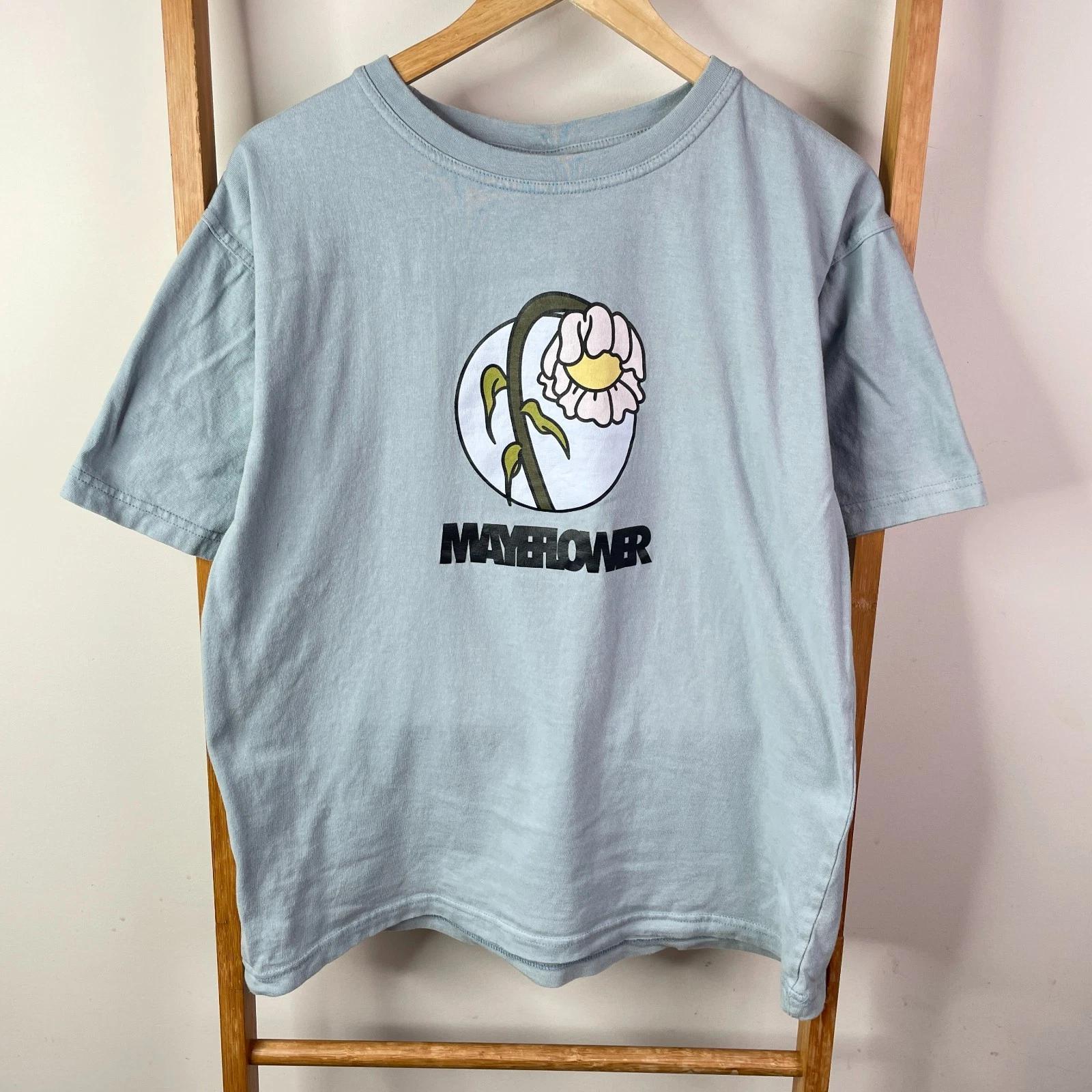 

Mayeflower Band Shirt Adults Unisex Medium Blue Floral Graphic Print Crew Neck 2XL