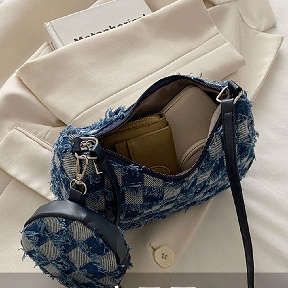 Tassels Denim Underarm Bag New Design Women's Handbag Fashion Single Shoulder Bag  Female