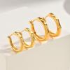 Geometric Hoop Earrings, Gold Plated Irregular Fluid Hinged Clicker, Waterproof Minimalist Jewelry for Women