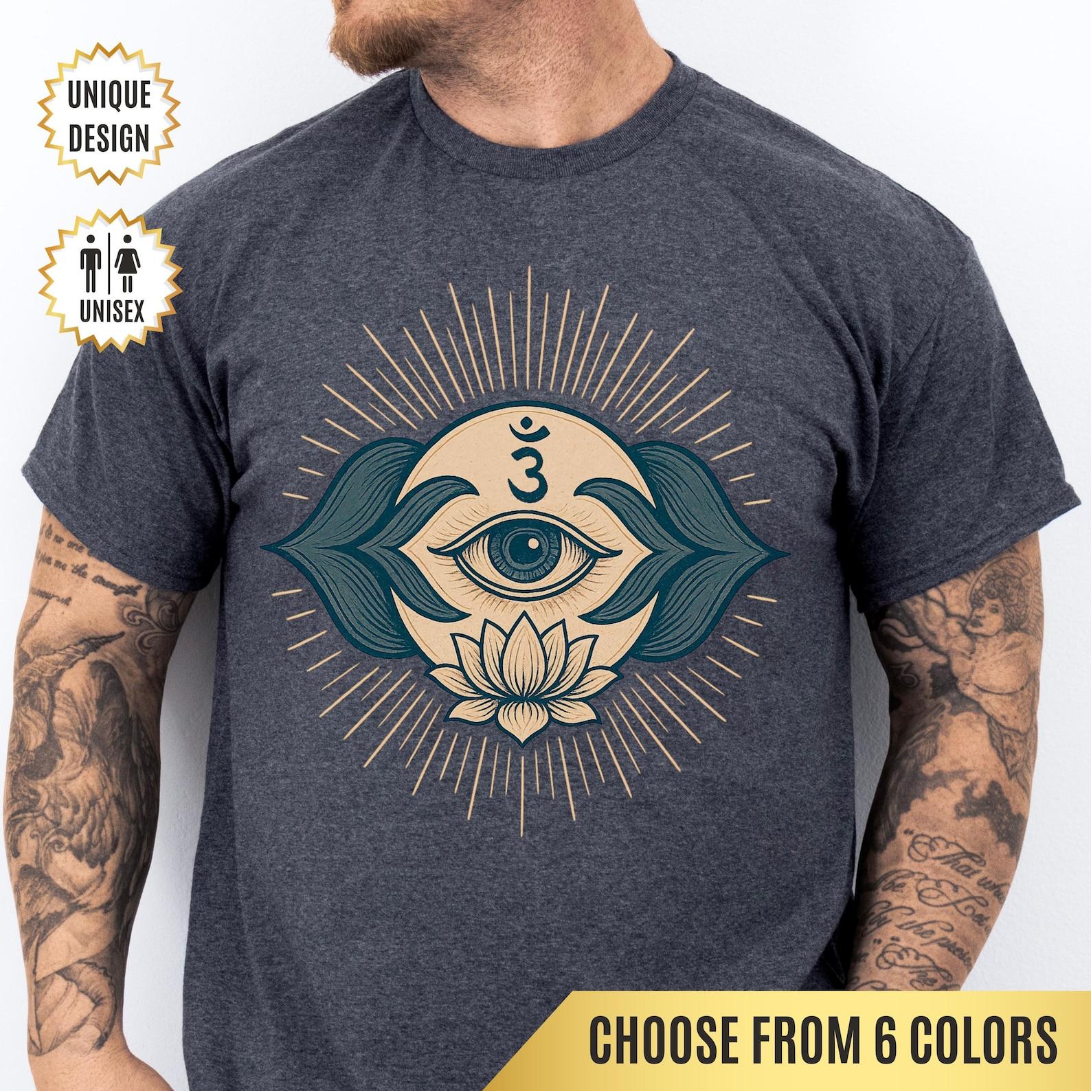 Ajna Chakra T-Shirt Third Eye Spiritual Symbol Tee Yoga Gift | Om & Intuition Design for Mindfulness | Meditation Tee | Energy Healing XL