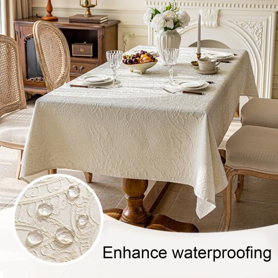Tablecloth Waterproof Oil-Proof French Retro Style Rectangular Dining Table Cover with Tassels Crochet Patterns Home Kitchen Restaurant Decor