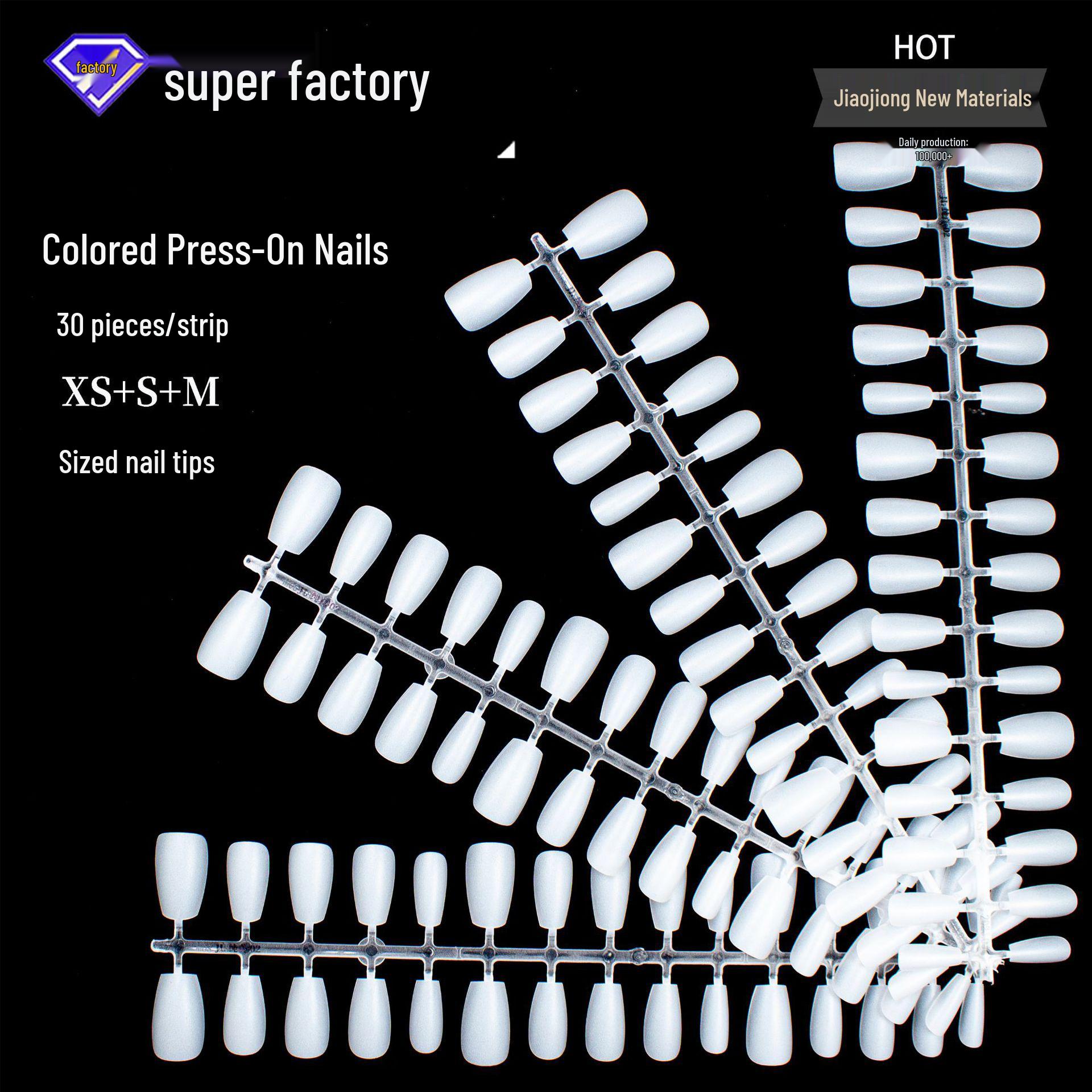

Jiaolong New Colored Snow-White Press-On Nails - Pure Nail Art Design