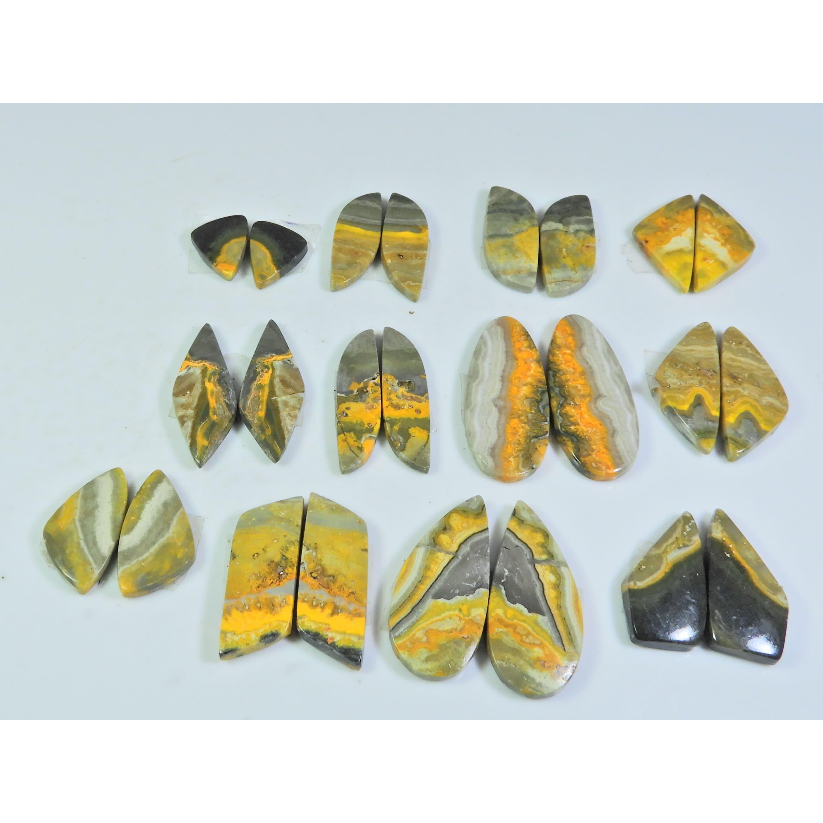 

171 карат. Натуральный пейзажный яшма «Шмель» Пара Микс Кабошон Свободный Драгоценный камень 12 пар Лот C-120