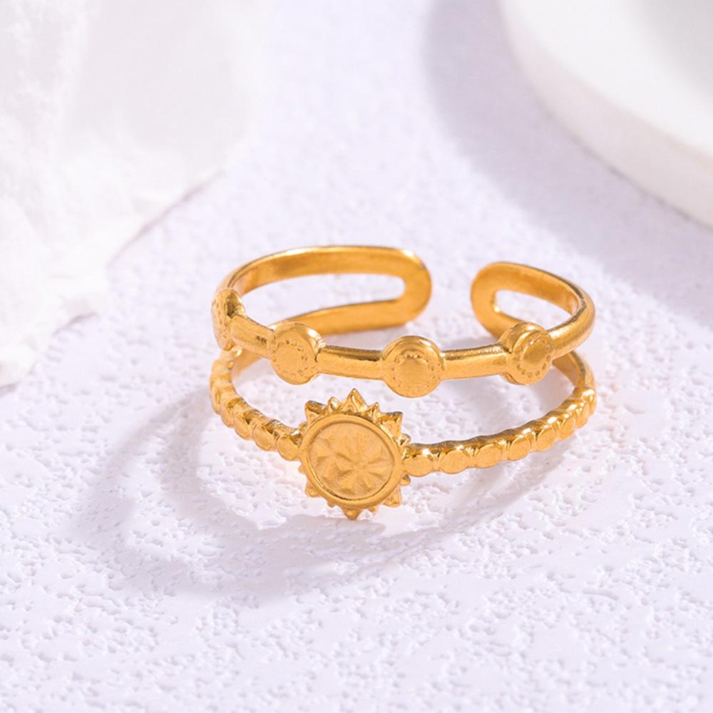 Europäischer Mode Geometrischer 18K Gold-Plattierter Edelstahl Verstellbarer Ring