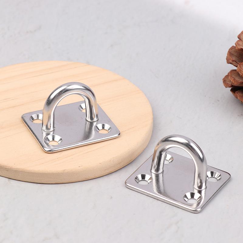 2Pcs Universal Square Eye Plate With Round Ring Stainless Steel Ship Bolt Seat Fixing Buckle Marine Sunshade Sail Accessories