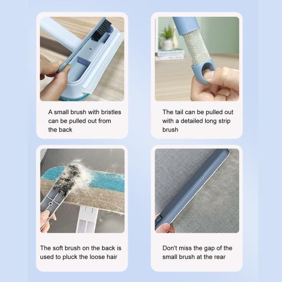 Pet Hair Removal Brush 4-in-1 Washable Lint Cleaner Reusable Long Handle Dog And Cat Hair Remover for Couch Carpets Clothes Car Seat