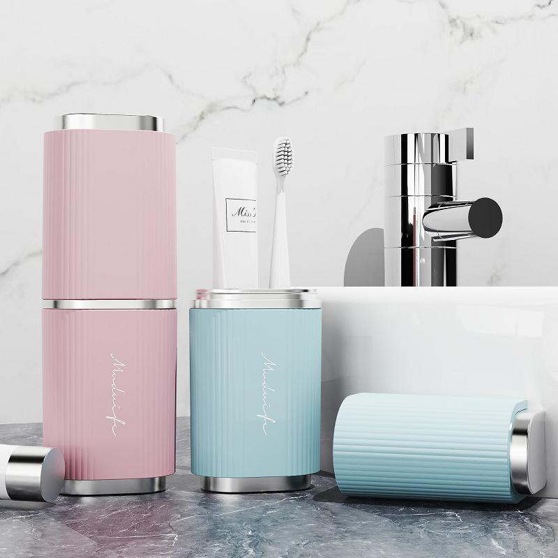 Portable Travel Wash & Toothbrush Cup Set with Lid