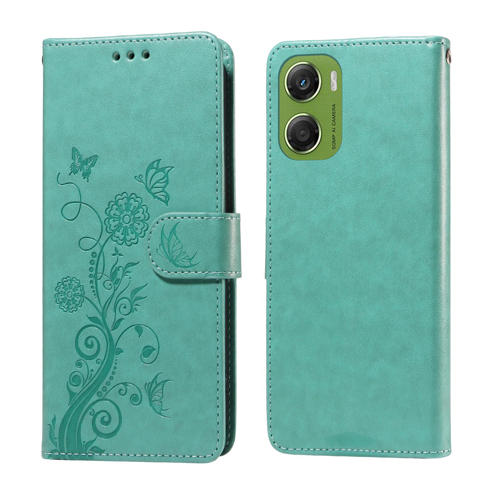 

For Motorola Moto G06 4G Leather Case Butterfly Floral Imprint Wallet Stand Cover