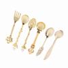 6-teiliges Set Vintage Royal Style Metall Mini Kaffeelöffel und Gabel Küche Obst Kaffee Zubehör