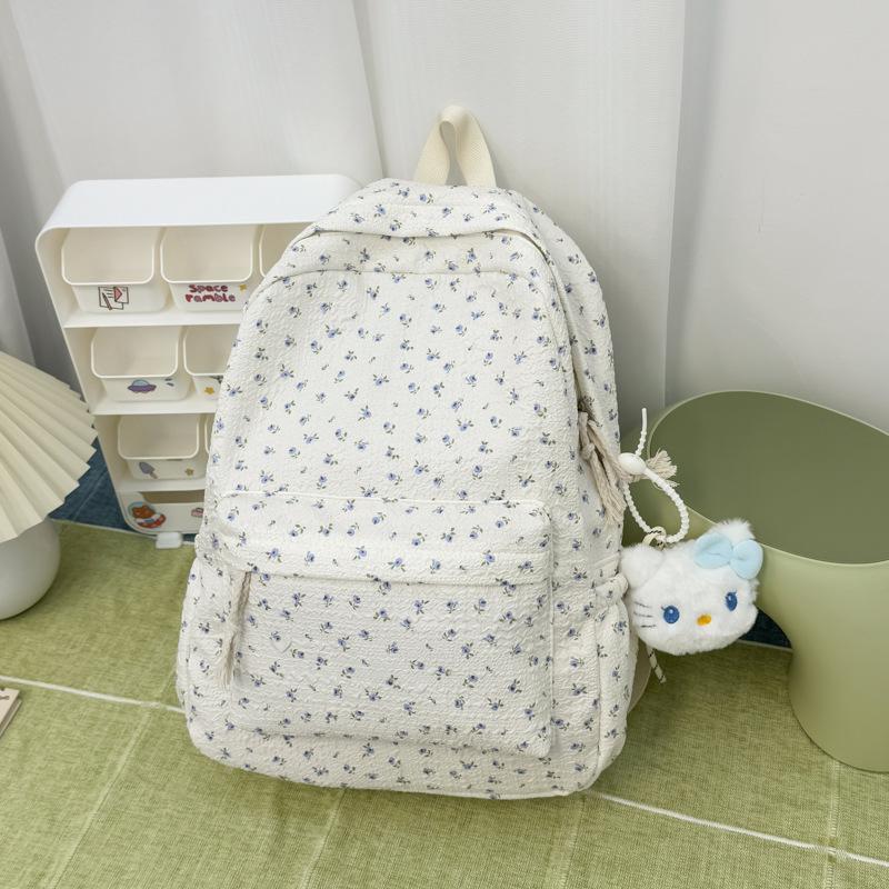 Schoolbag New Japanese Ins Style Literary Floral Schoolbag Women's High Value Fresh and Versatile Backpack Leisure Travel Backpack