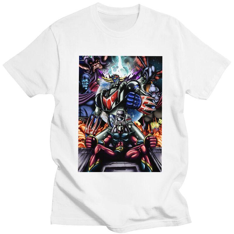 Custom Grendizer T Shirt for Men Pure Cotton Tshirt Tees Goldorak Goldrake Ufo Robot Tshirts Slim Fit Clothing