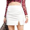 Damen Miniröcke PU Krokodilkorn Bodycon Hohe Taille Geteiltes Kurzes Kleid Schwarz Braun Kunstleder Slim Fit Elastischer Rock