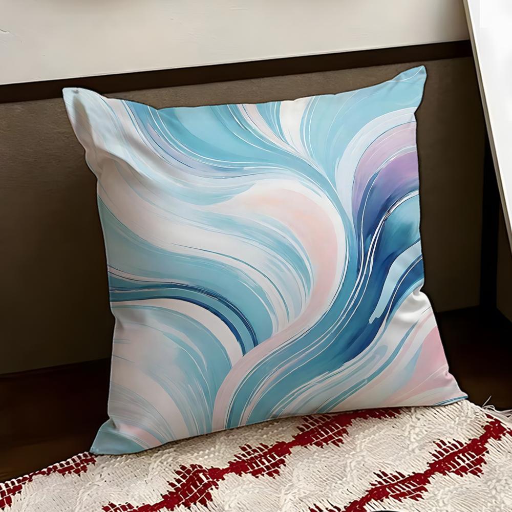 Icy Ice Blue Fluid Flame Cushion Cover Reversible Soft Durable Pillow Cover Home Car MultiScene Use for Daily Comfort